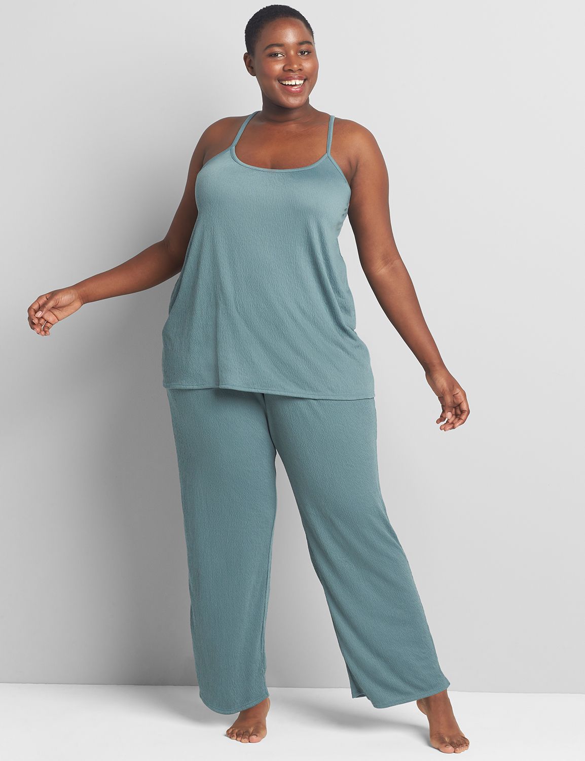 Crinkle Knit Tank & Pant PJ Set