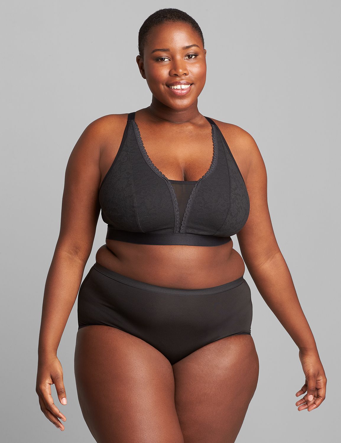 Hips & Curves  Women's Plus Size Racer Back Bralette - Powder