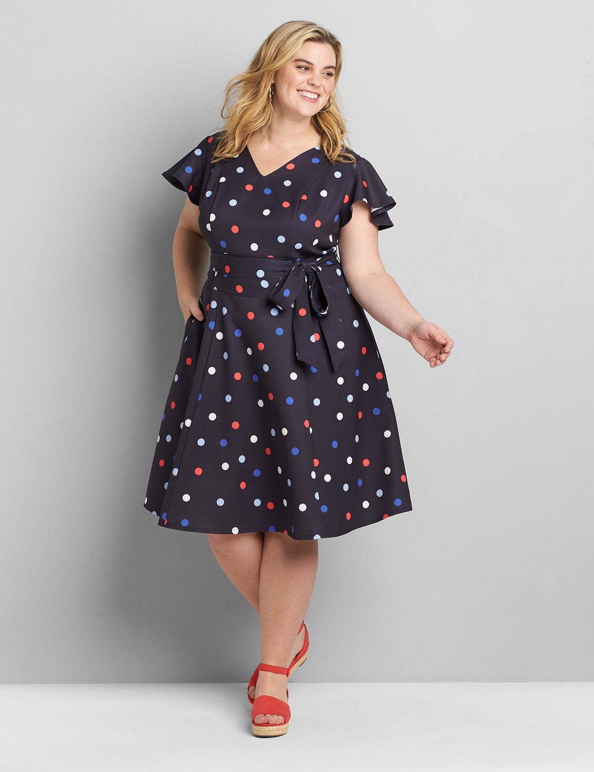 Flutter Sleeve V Neck Fit And Flare Product Image 1