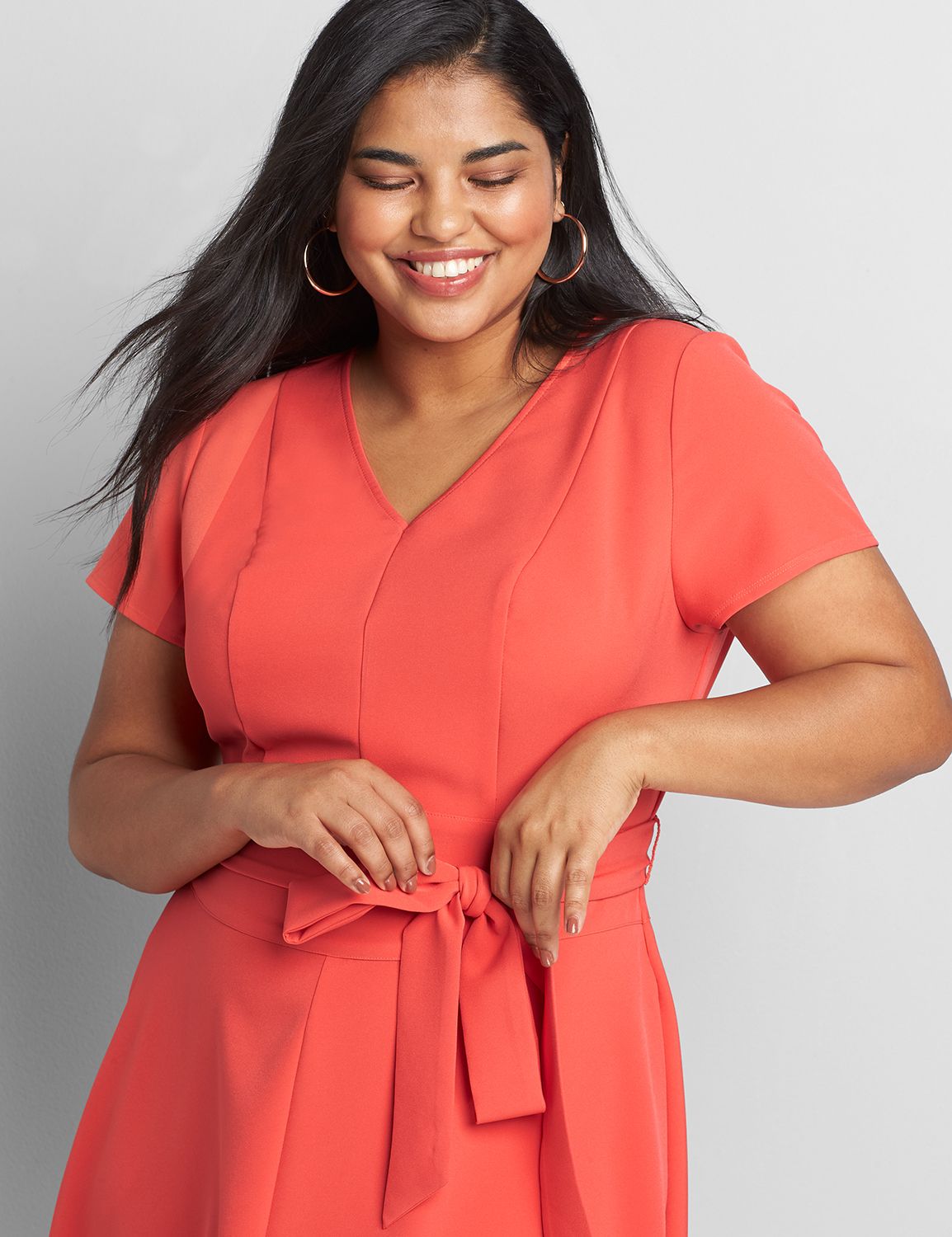 green emerald velvet dress Linear Pointelle Tonal Knit Fit-N-Flare Midi Dress