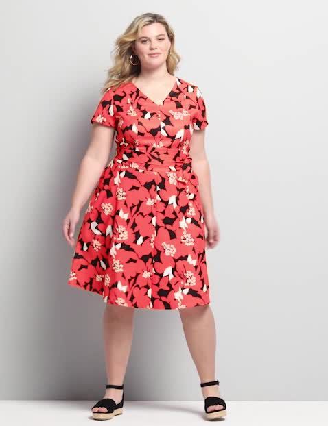 coral flare dress Linear Pointelle Tonal Knit Fit-N-Flare Midi Dress main image 0