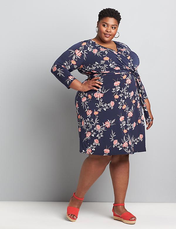 Printed Faux-Wrap Fit & Flare Dress
