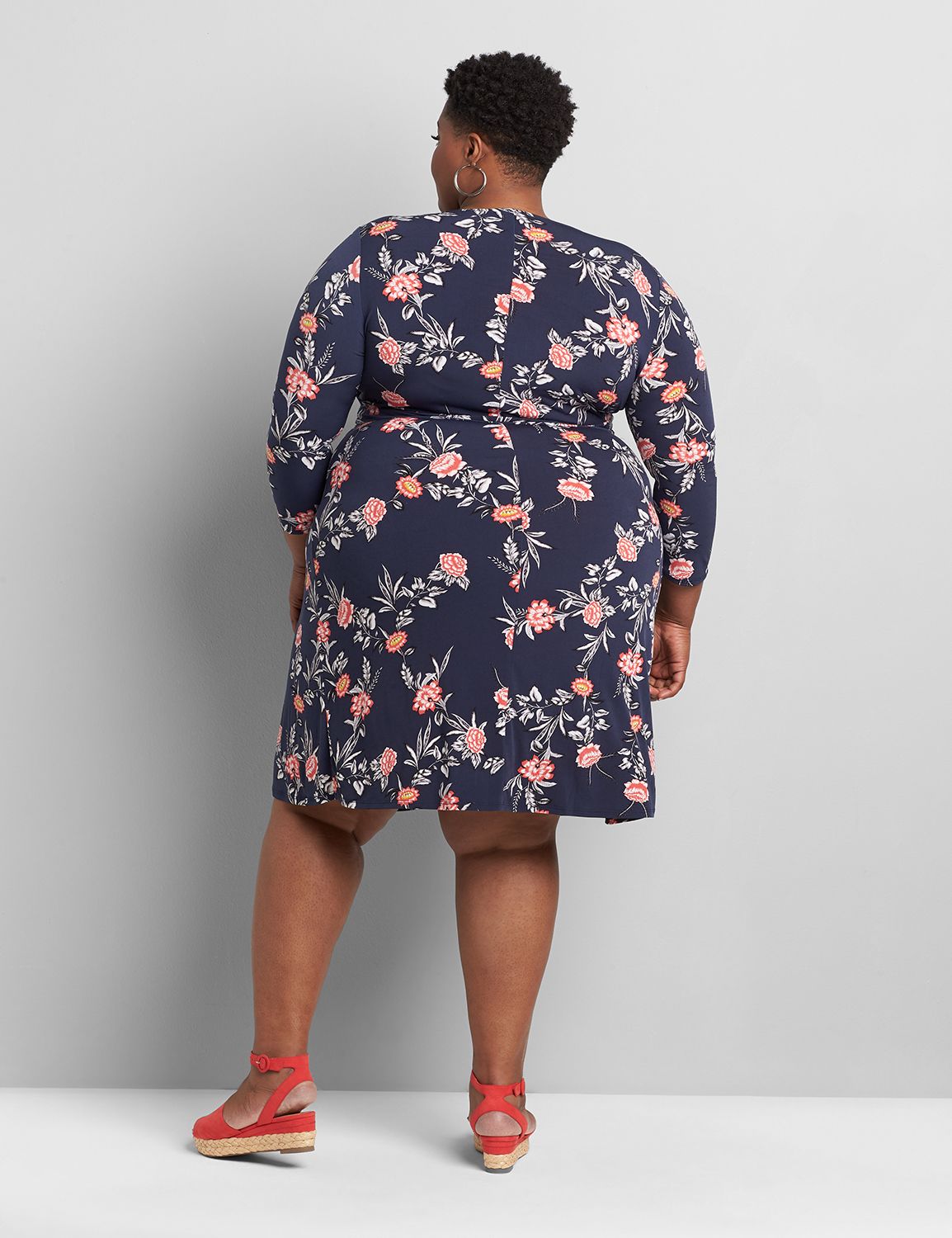 3/4 SLV WRAP DRESS FF 1118760:LBSP21179_SophiaFloral_Colorway1:22/24 Product Image 2