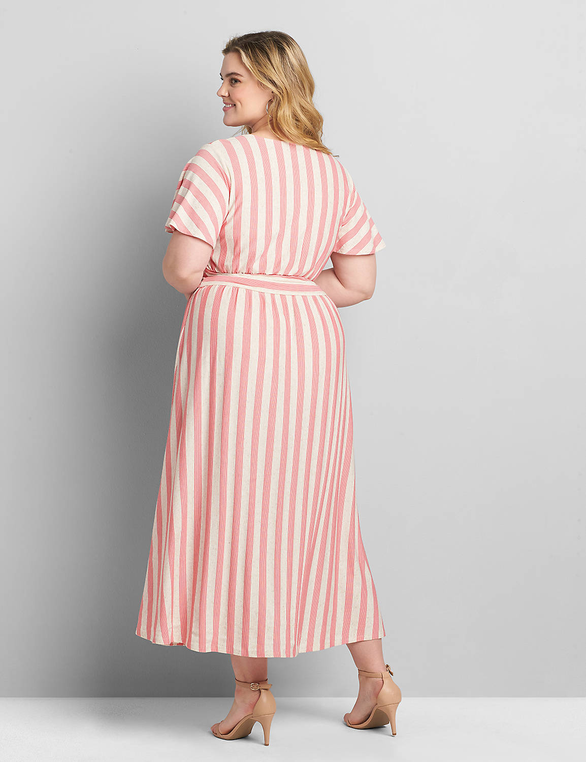 Short-Sleeve Chevron Stripe Maxi Dress Product Image 2
