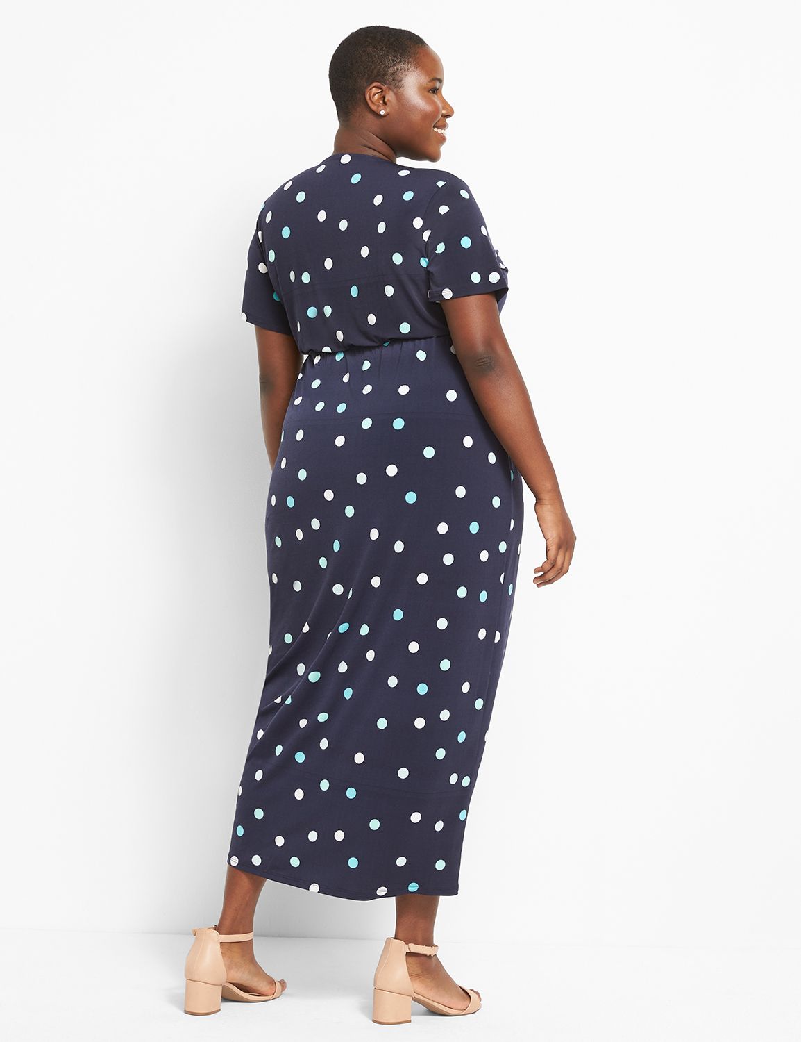 Printed Drawstring Waist Maxi Dress