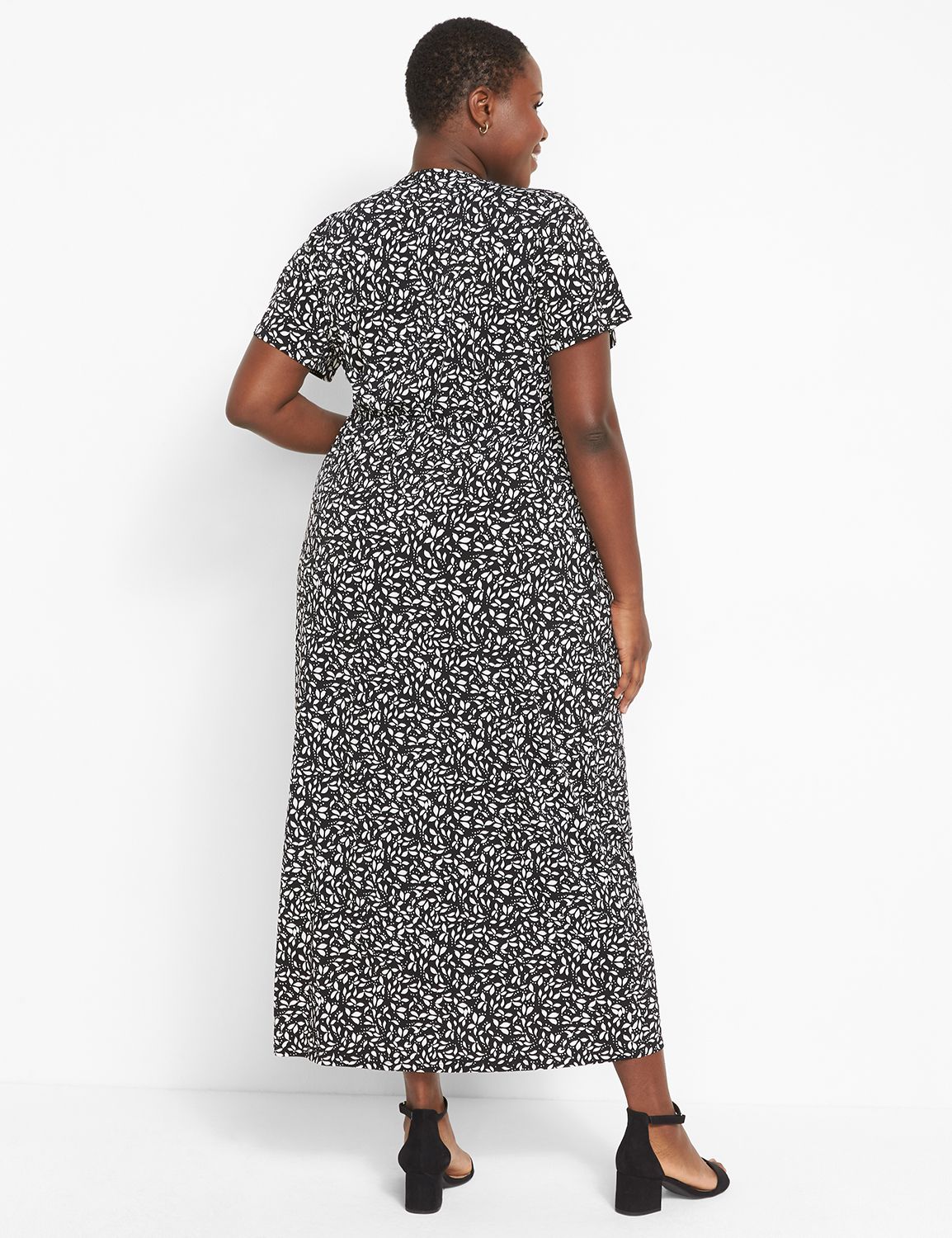 SHORT SLEEVE SURPLICE RUCHED MAXI D Product Image 2