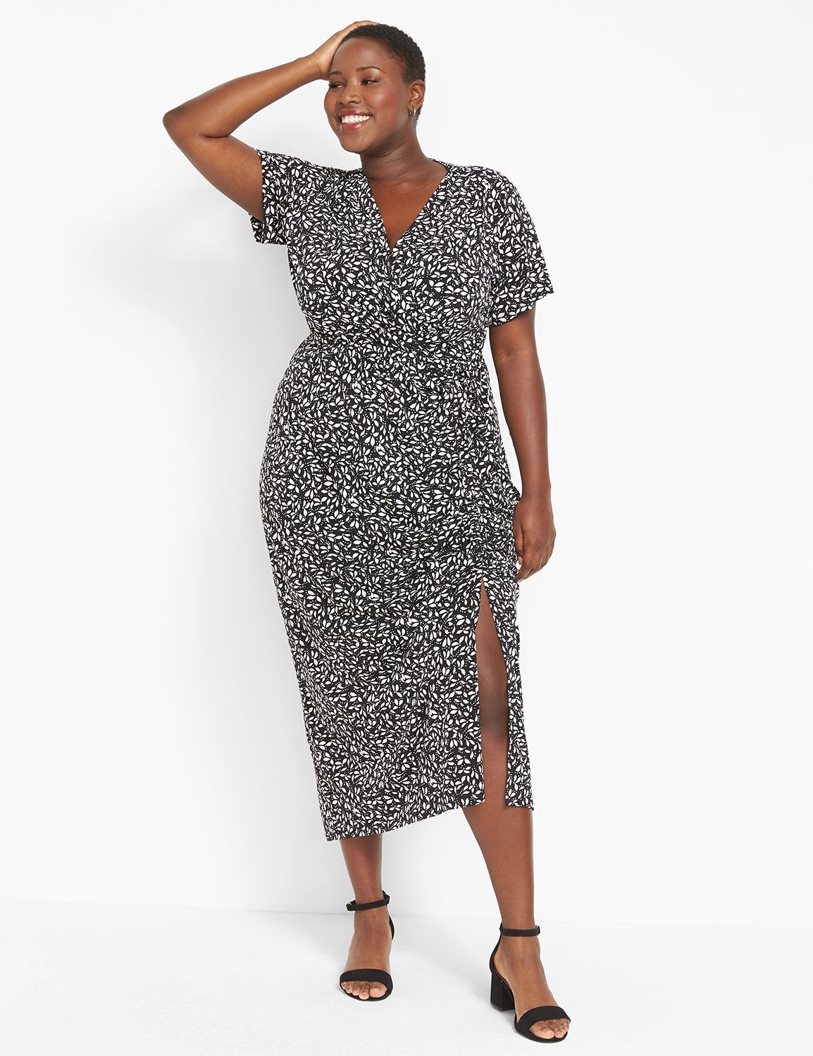 SHORT SLEEVE SURPLICE RUCHED MAXI D Product Image 4