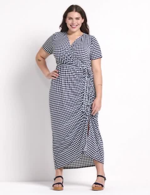 SHORT SLEEVE SURPLICE RUCHED MAXI D