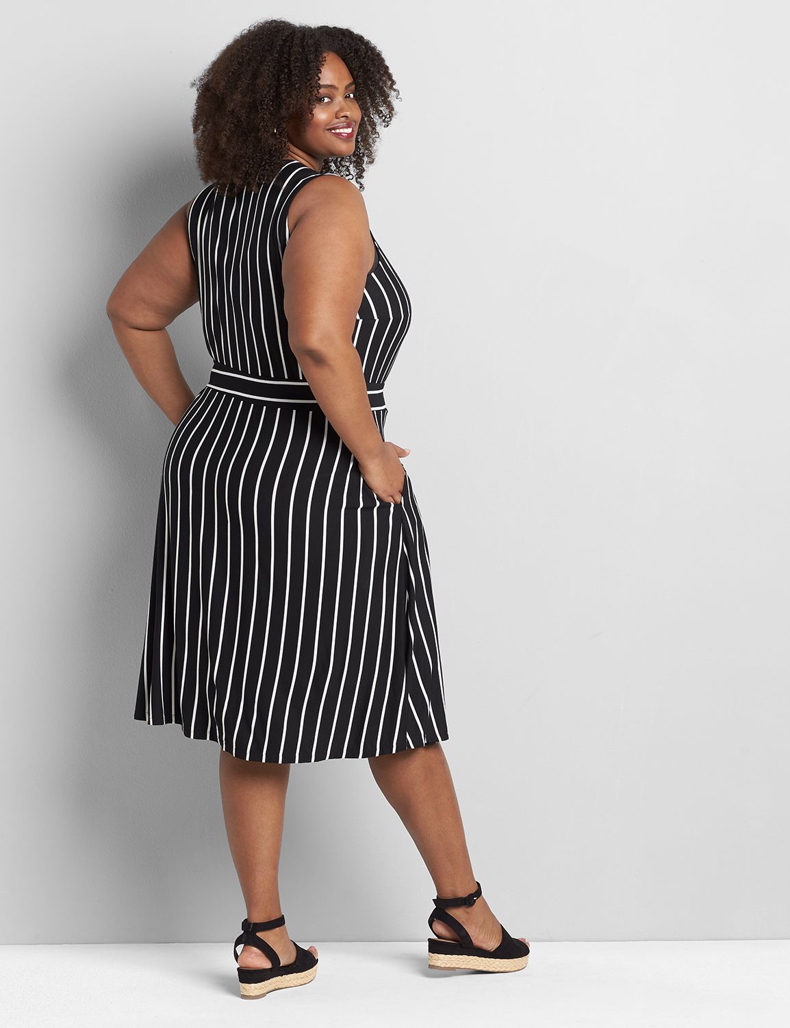 Sleeveless Crew Neck Stripe Mix Fit And Flare Dress 1119712:LBSP21450_ClassicStripe_C1:30/32 Product Image 2