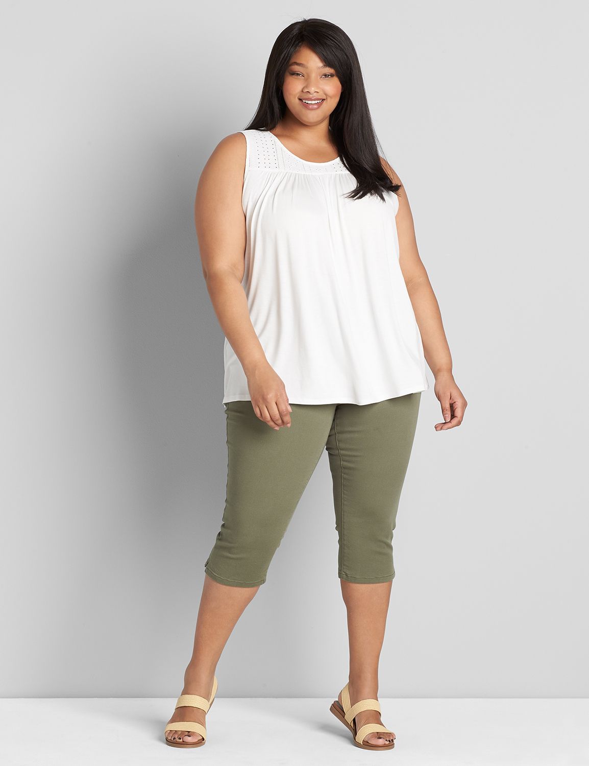 Eyelet Yoke Drapey Tank 1119768:Ivory Rose CSI 1200318:38/40 Product Image 3