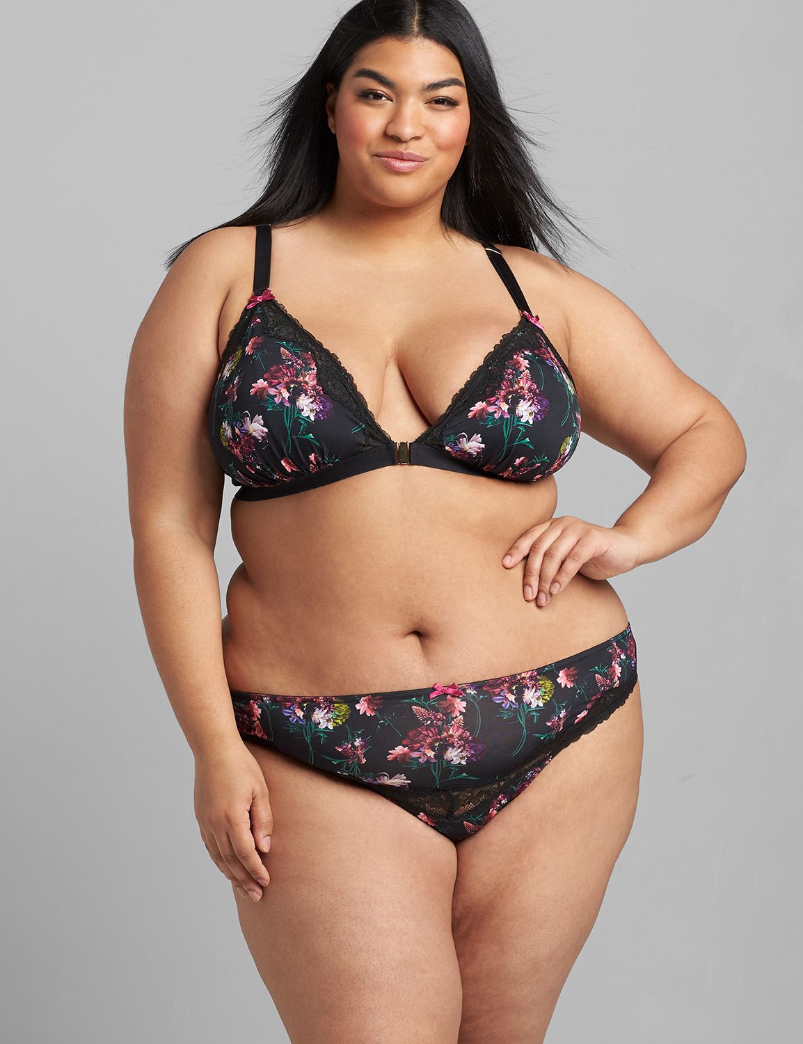 Printed Front-Close Triangle No-Wire Bra