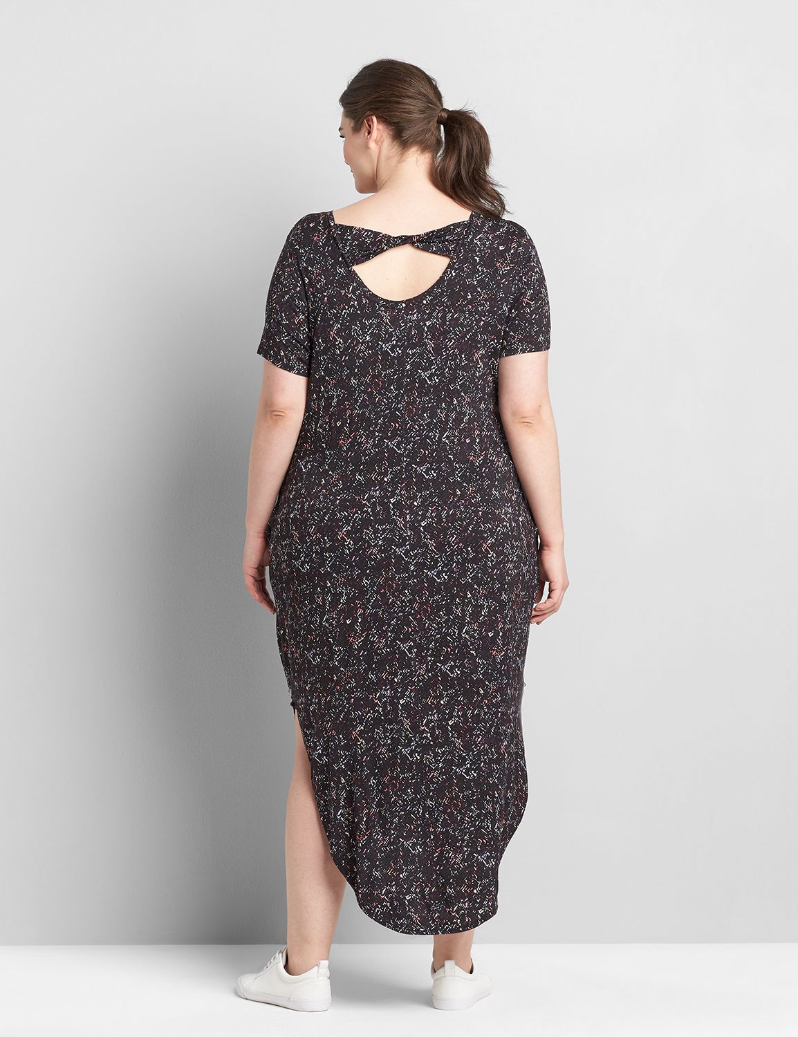 Short Sleeve VNeck Twist Back Maxi Dress S 1118969:LBSP21030_HerringboneFanatic_colorway6:14/16 Product Image 2