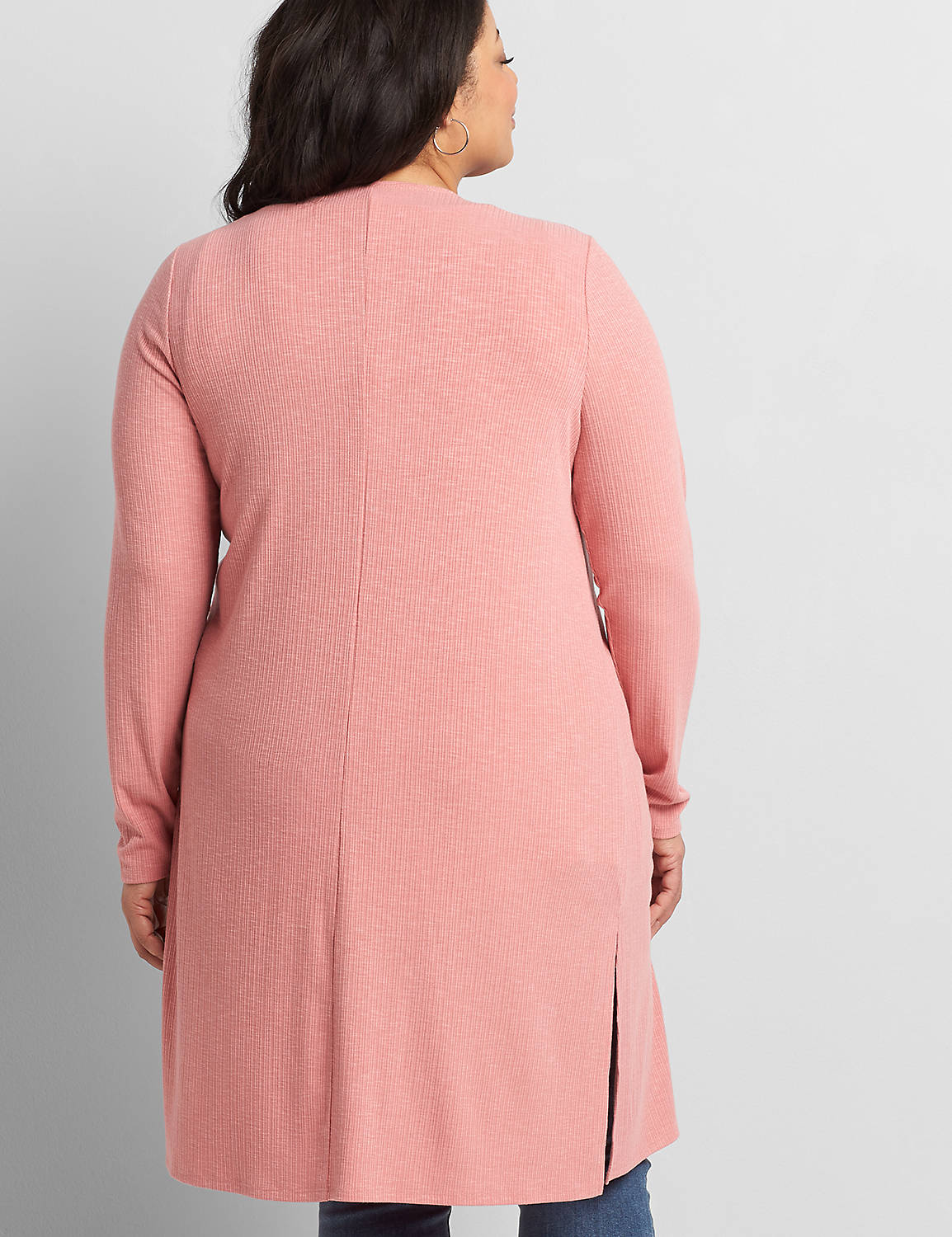 Long Sleeve V Neck Double Tie Front Duster 1118694:PANTONE Dusty Rose:18/20 Product Image 2