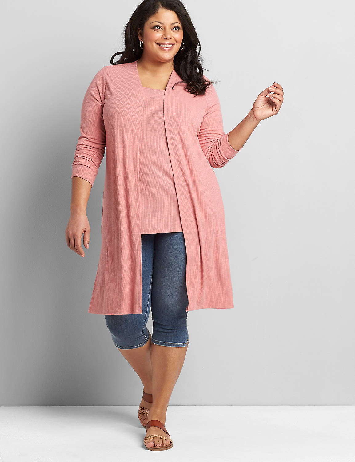 Long Sleeve V Neck Double Tie Front Duster 1118694:PANTONE Dusty Rose:18/20 Product Image 3