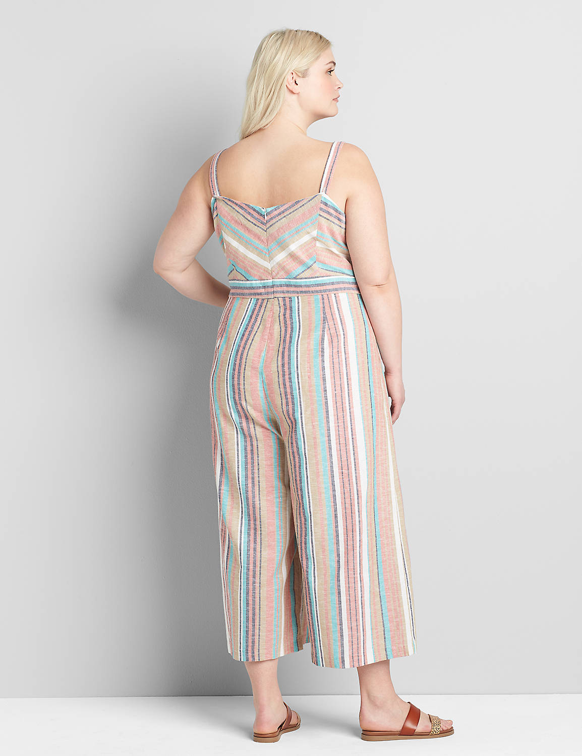 Striped Tie-Front Jumpsuit Product Image 2