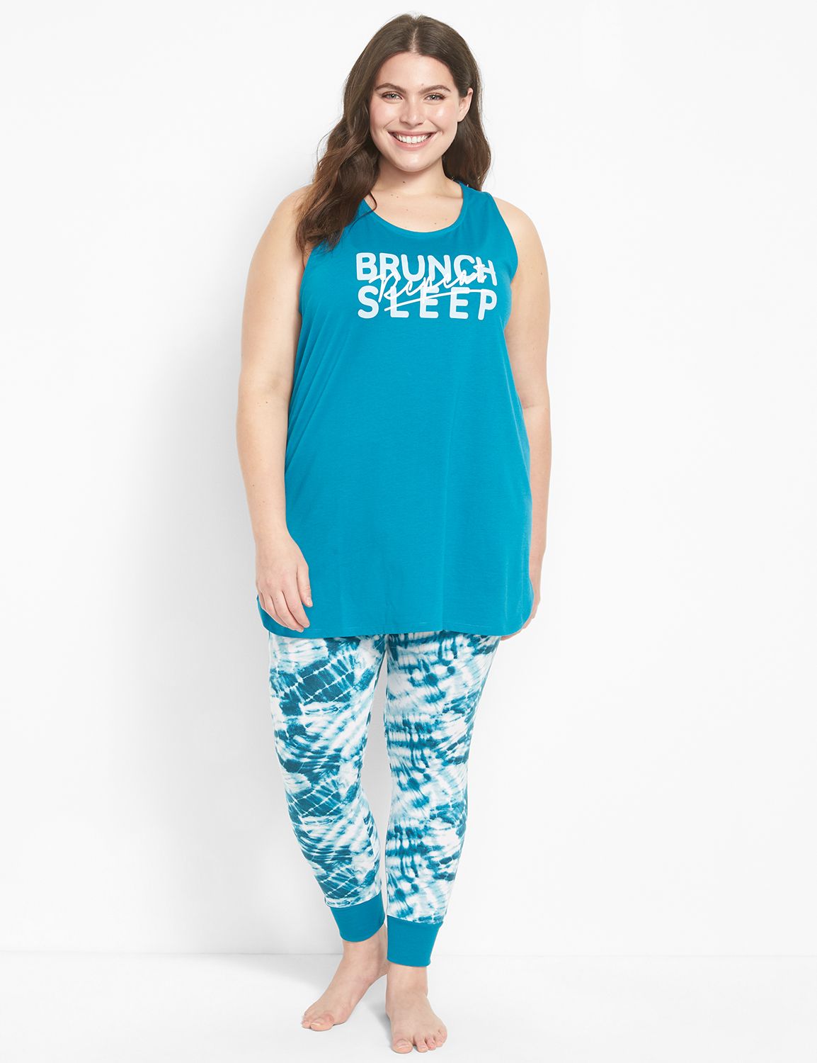 Lane Bryant Comfy Cotton Tunic & Legging Pj Set 14/16 Brunch