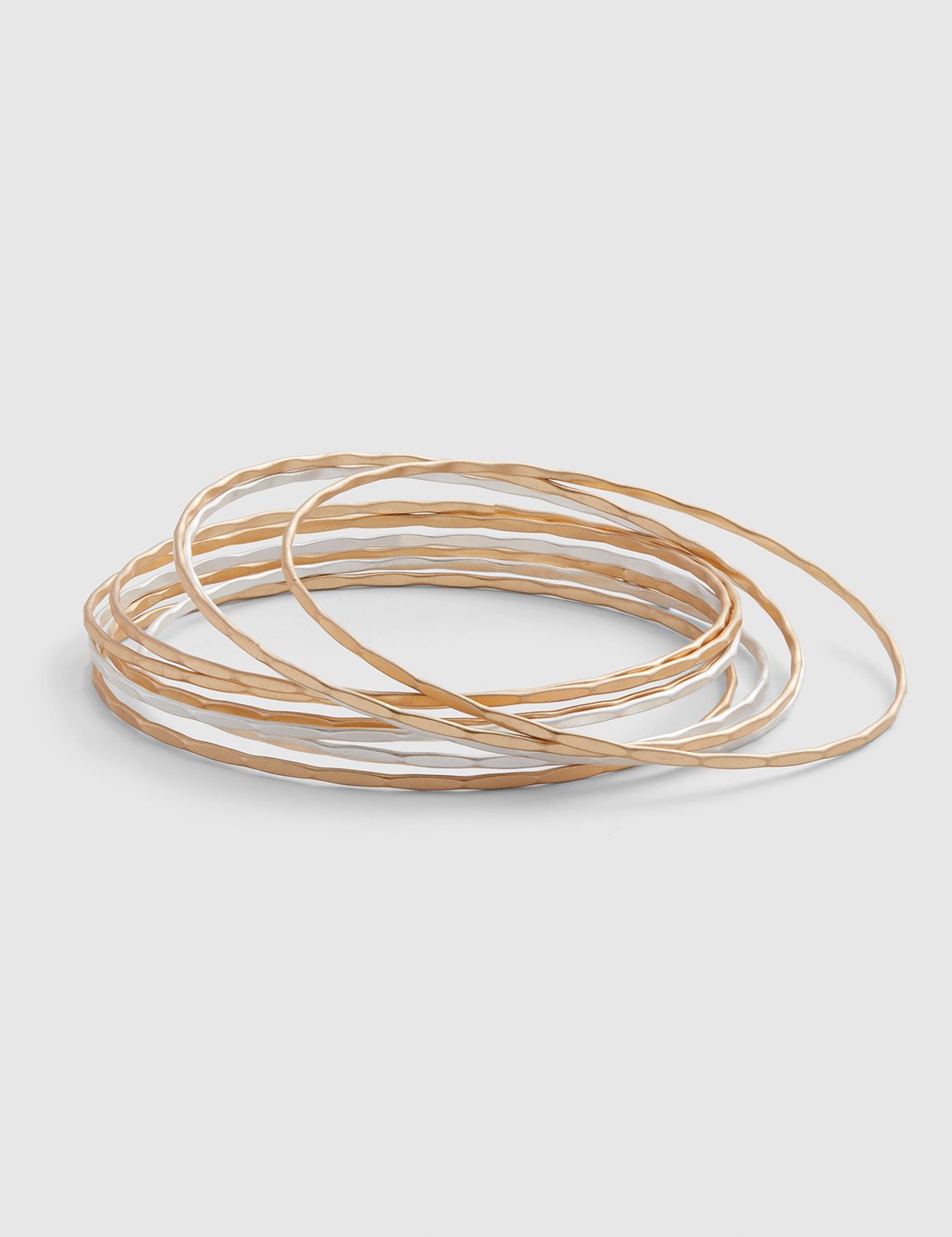 8-Row Mixed-Metal Hammered Bangle Bracelet Set