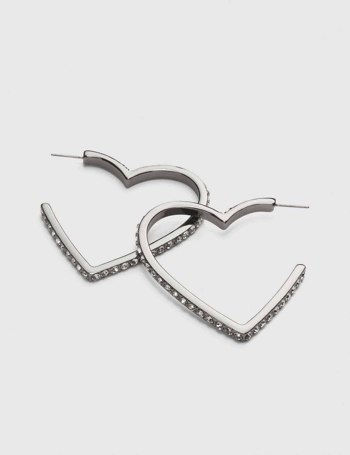 Pave Heart Hoop Earrings