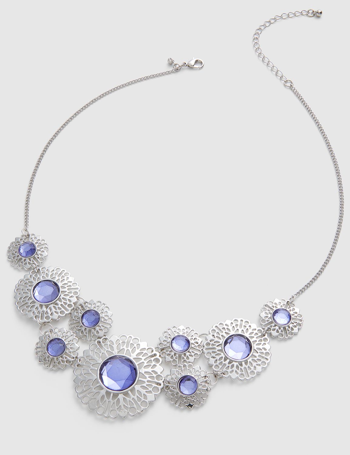Filigree & Faceted Stone Statement Necklace