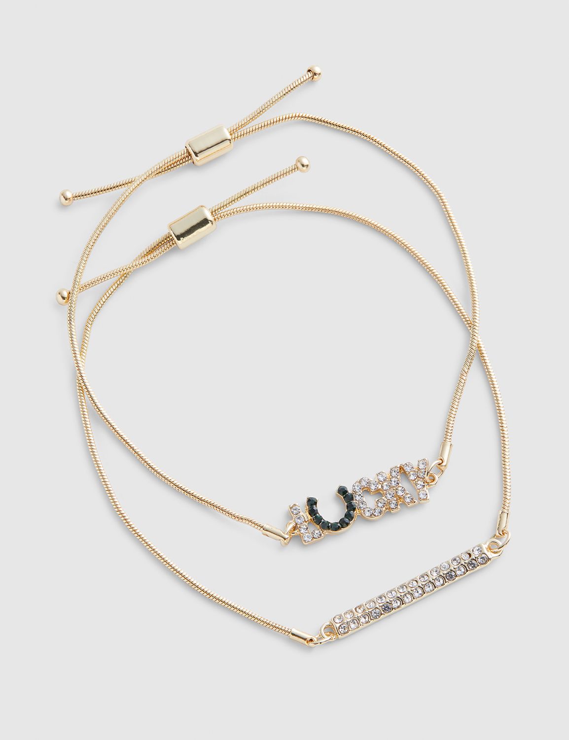 3-Row Pave-Embellished Lucky Charm Bracelet Set