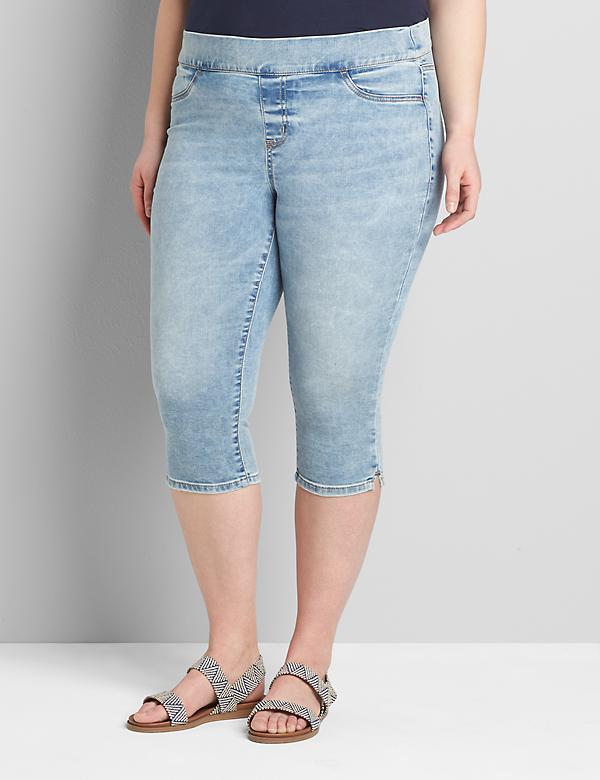 High-Rise Pull-On Pedal Jegging - Light Wash 