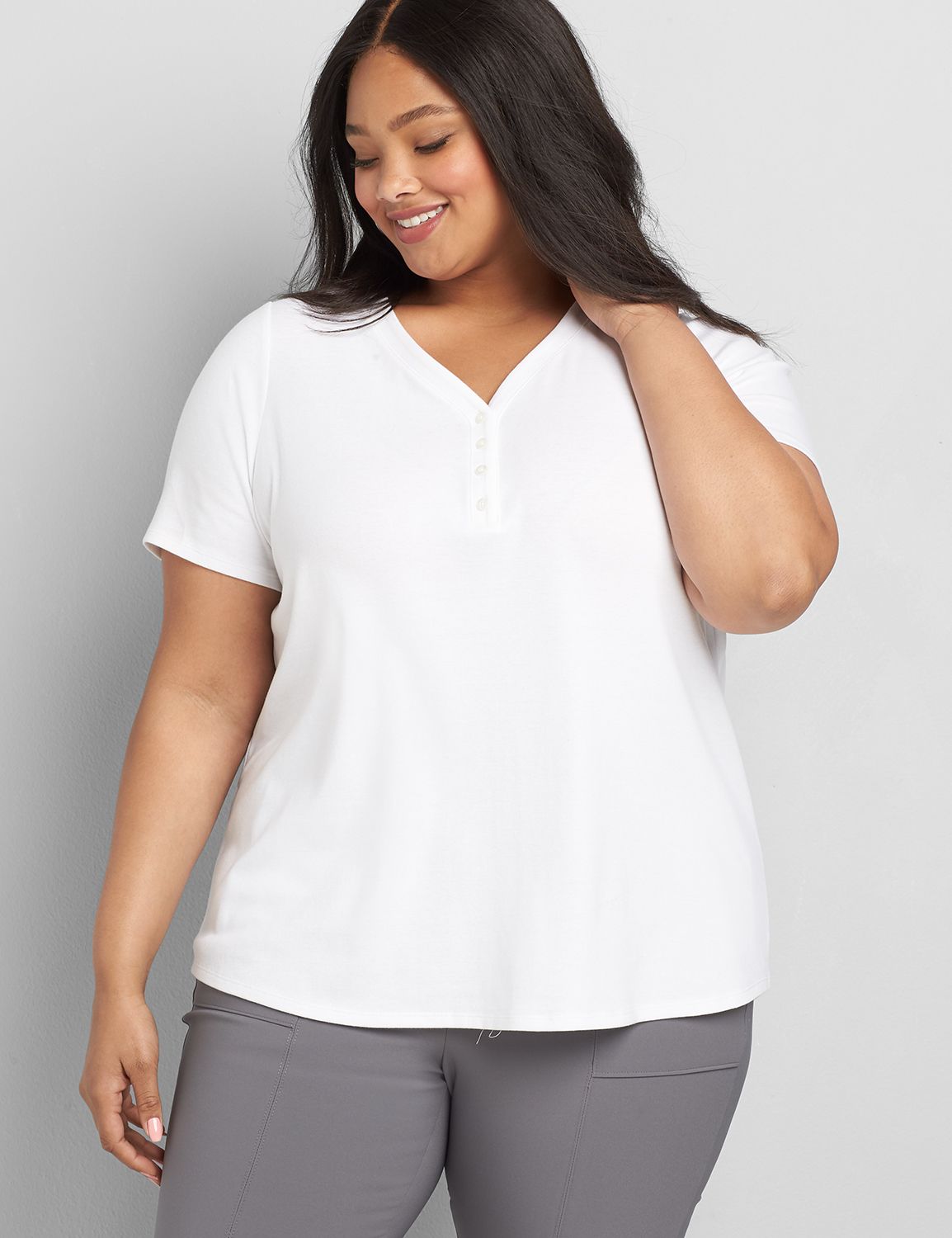 V-Neck Henley Tee Product Image 1