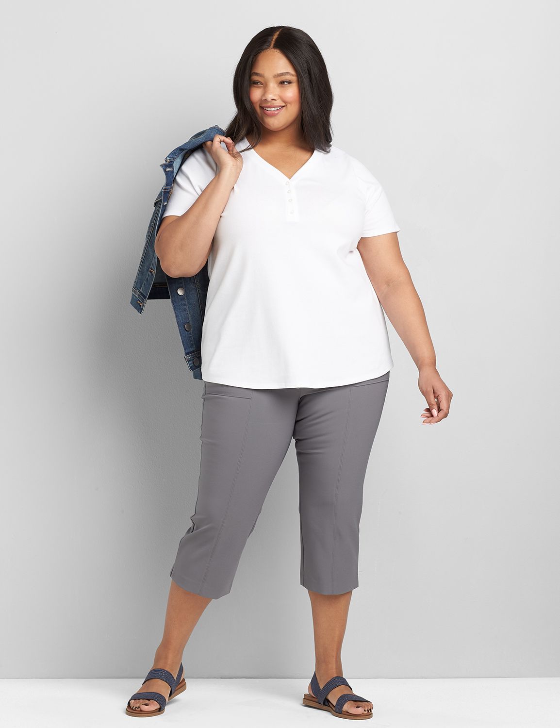V-Neck Henley Tee Product Image 3
