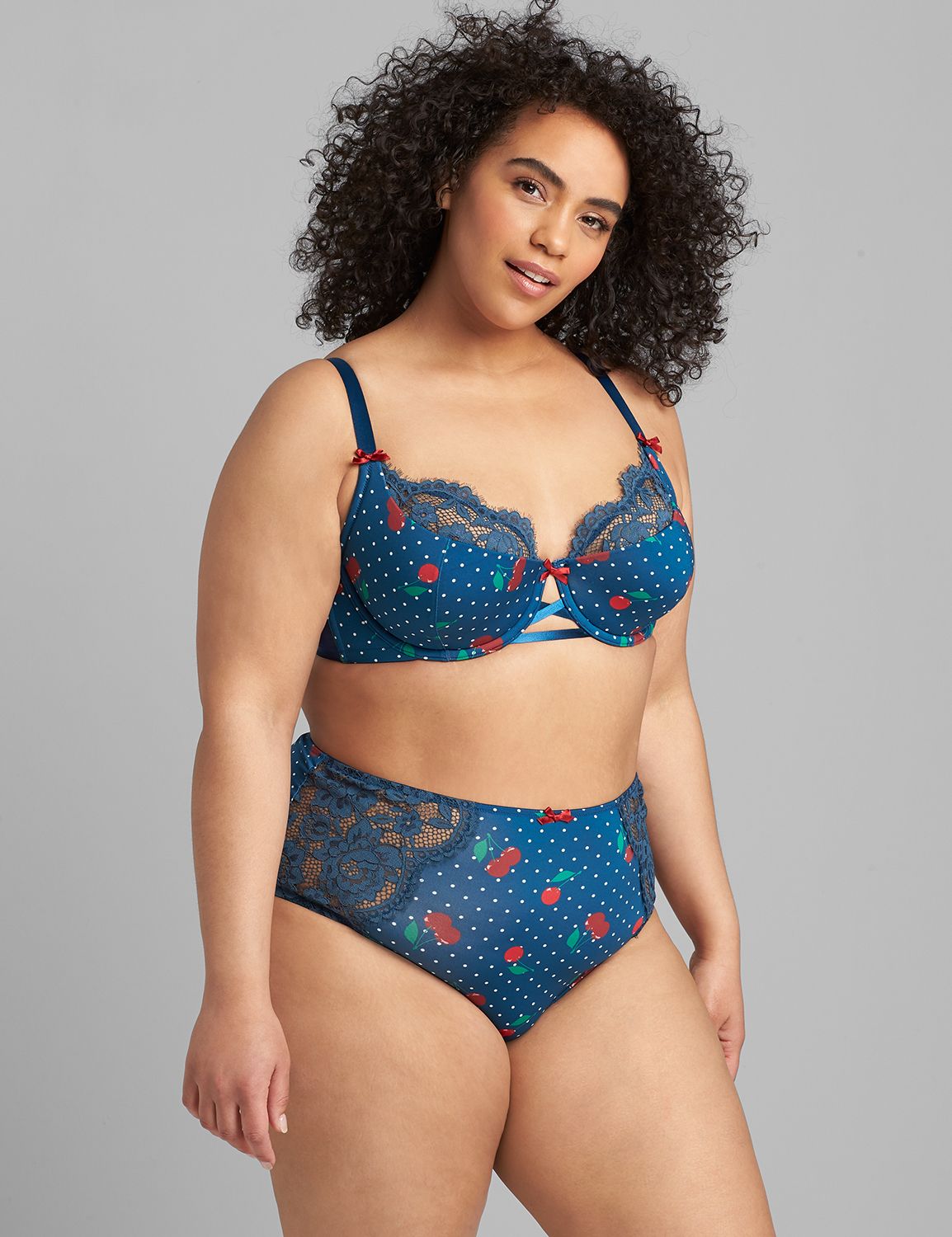 Cherry Print Lightly Lined French Balconette Bra