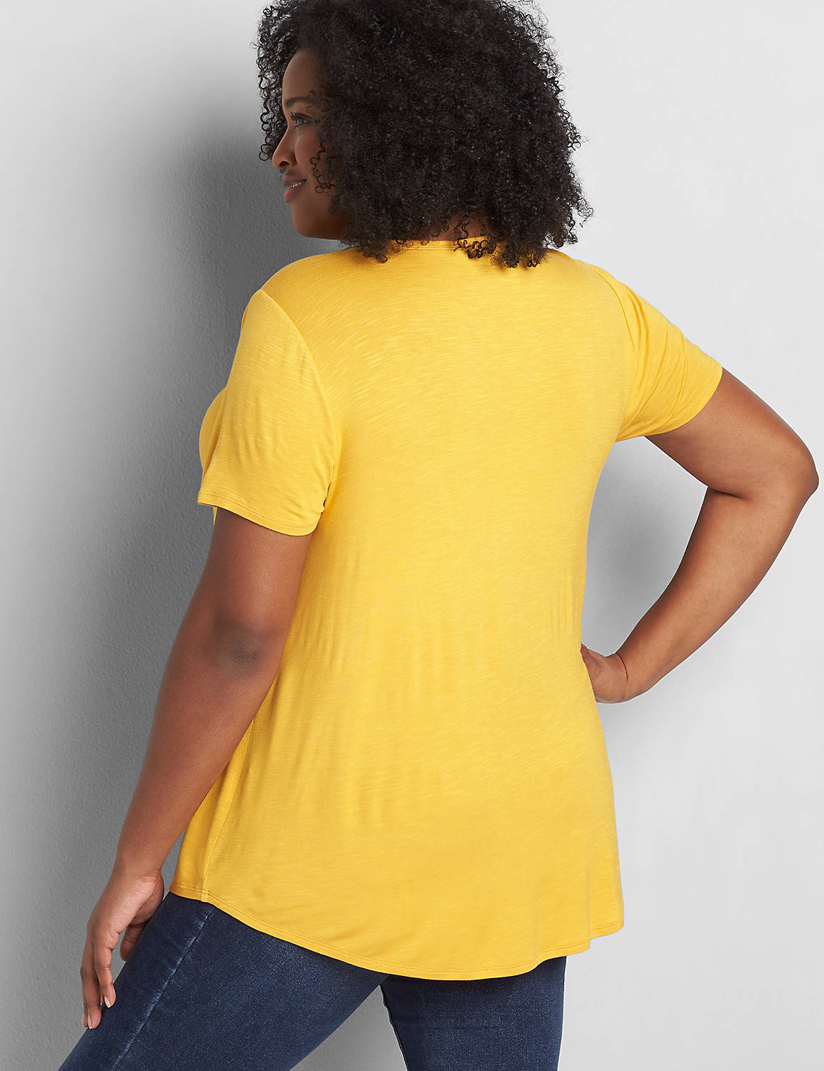 Short Sleeve VNeck Graphic Tee: Strong As A Mother 1119759:PANTONE Mango Mojito:18/20 Product Image 2