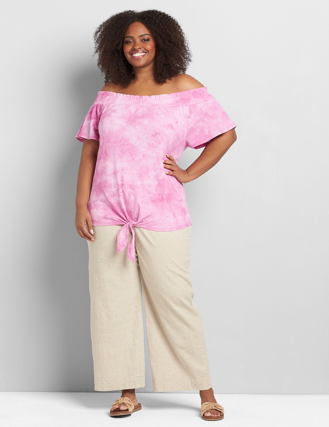 Off-The-Shoulder Tie-Hem Top Product Image 3