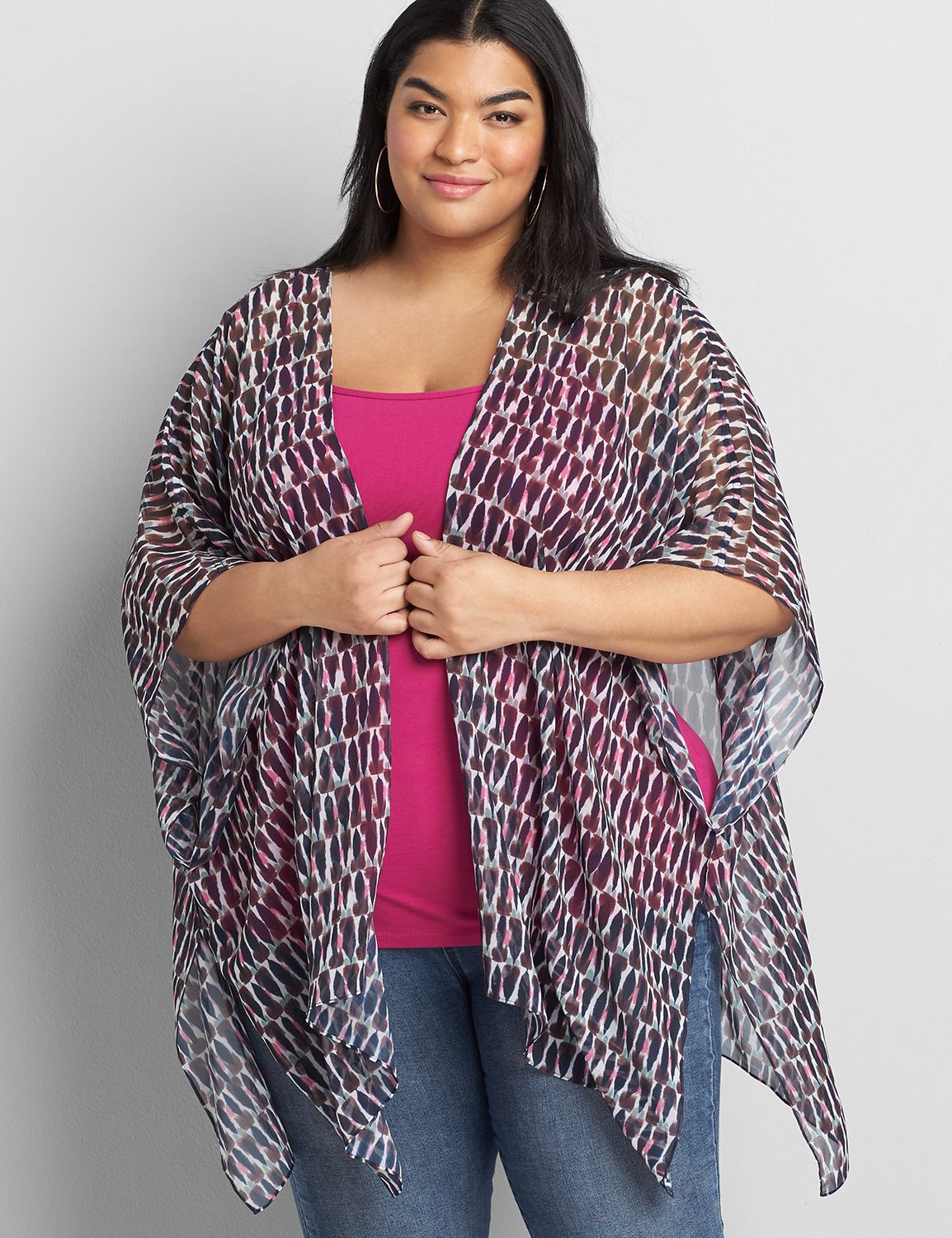 plus size chiffon kimono jacket