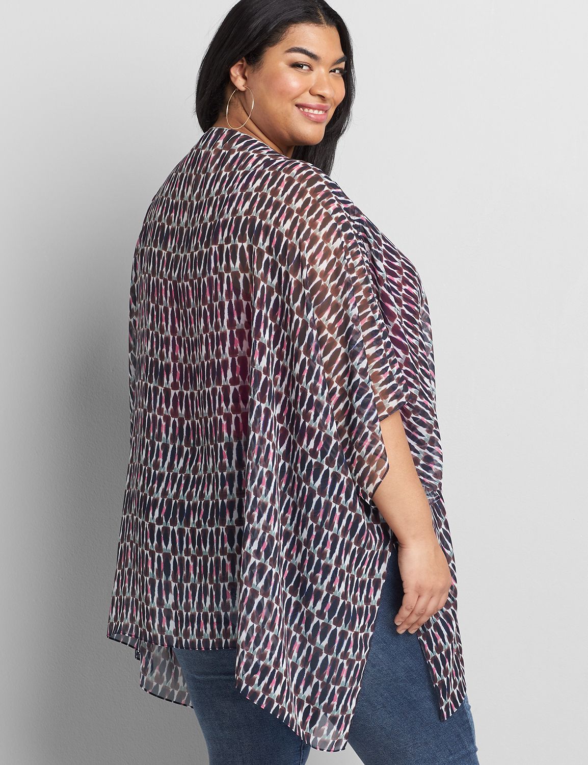SHEER PRINTED KIMONO ABSTRACT PAINT SMUDGE:LBSP21252B_SmallAbstractPaintSmudge_C1:ONESZ Product Image 2