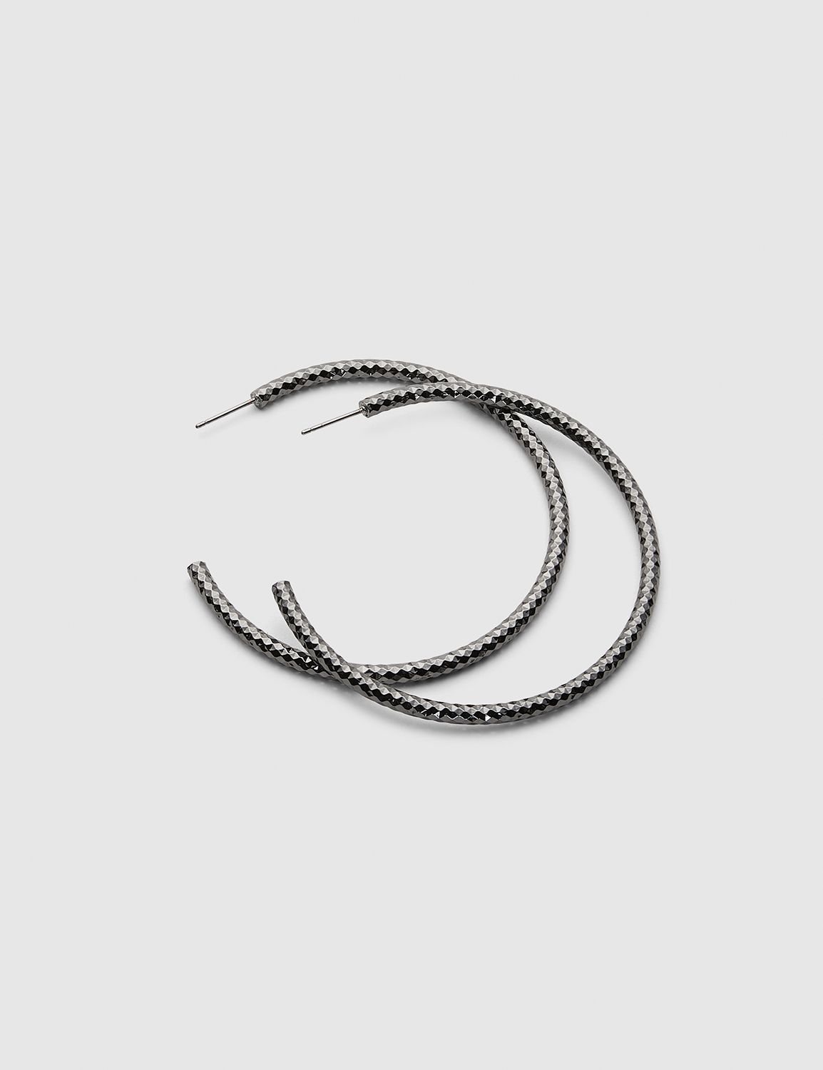 Textured Hoop Earrings - Hematite 