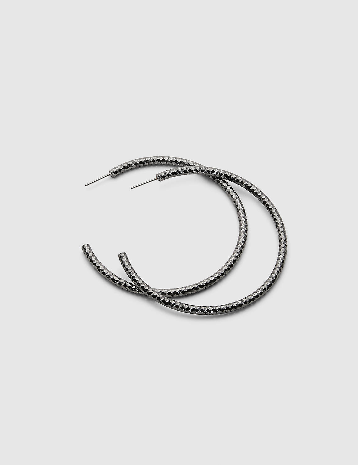 Hematite Textured Hoop Earrings Product Image 1