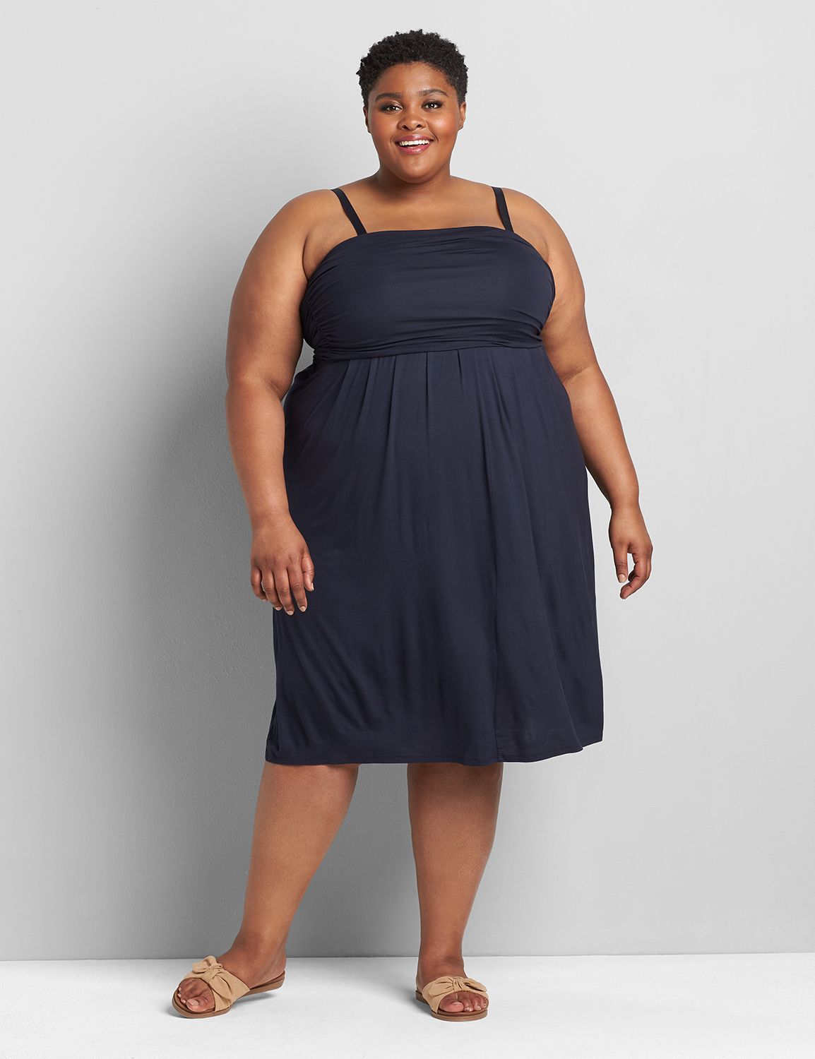 Convertible Shirred-Bodice Dress