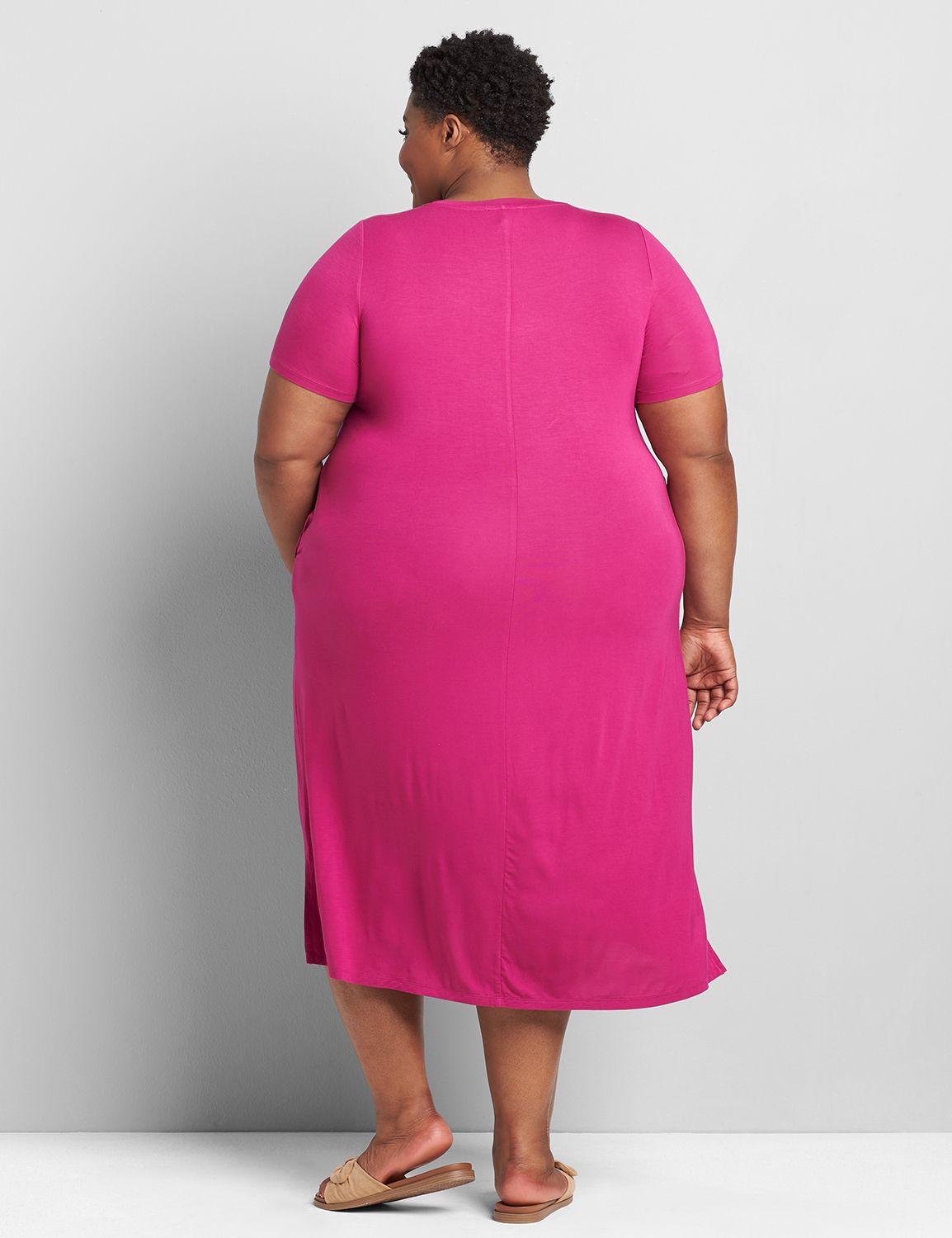Short Sleeve Crew Neck Side Tie Midi 1119729:PANTONE Festival Fuchsia:30/32 Product Image 2