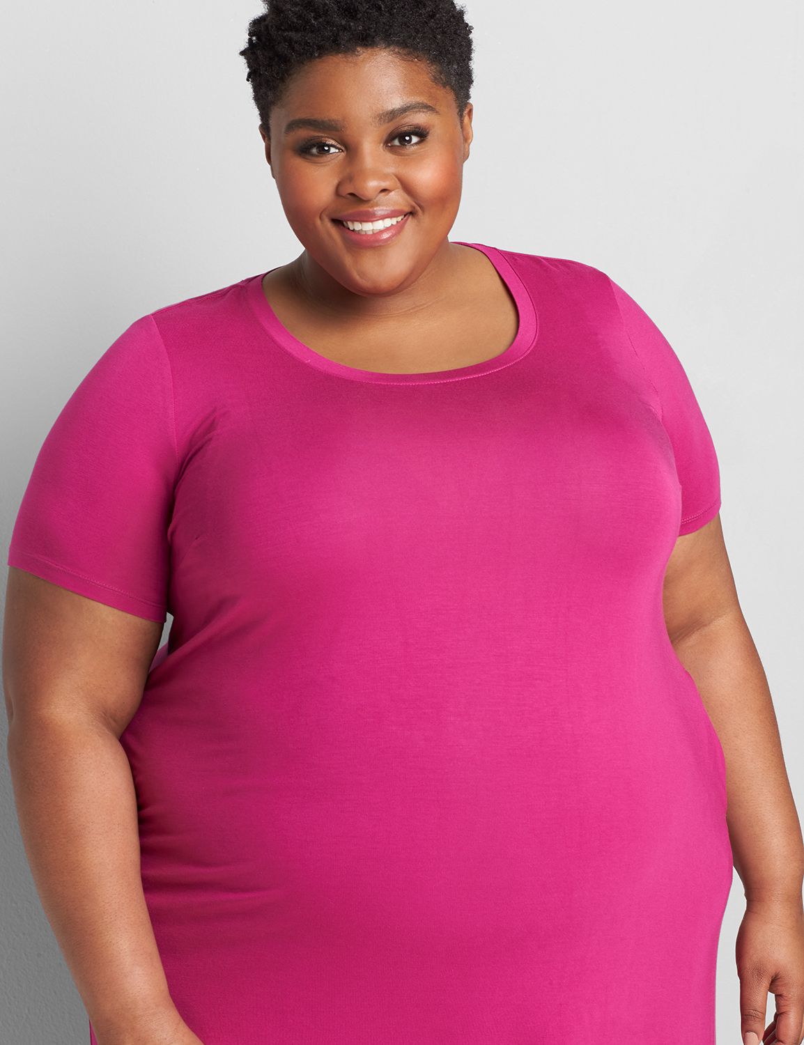 Short Sleeve Crew Neck Side Tie Midi 1119729:PANTONE Festival Fuchsia:30/32 Product Image 3