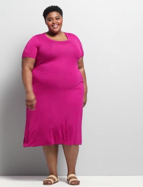 Short Sleeve Crew Neck Side Tie Midi 1119729:PANTONE Festival Fuchsia:30/32 image number 0