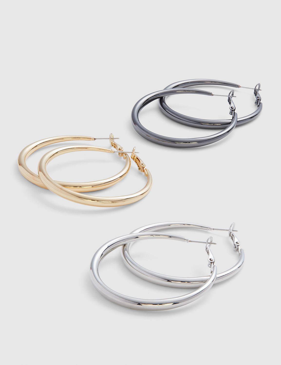 Hoop Earrings - 3-Pack - Tri-Tone