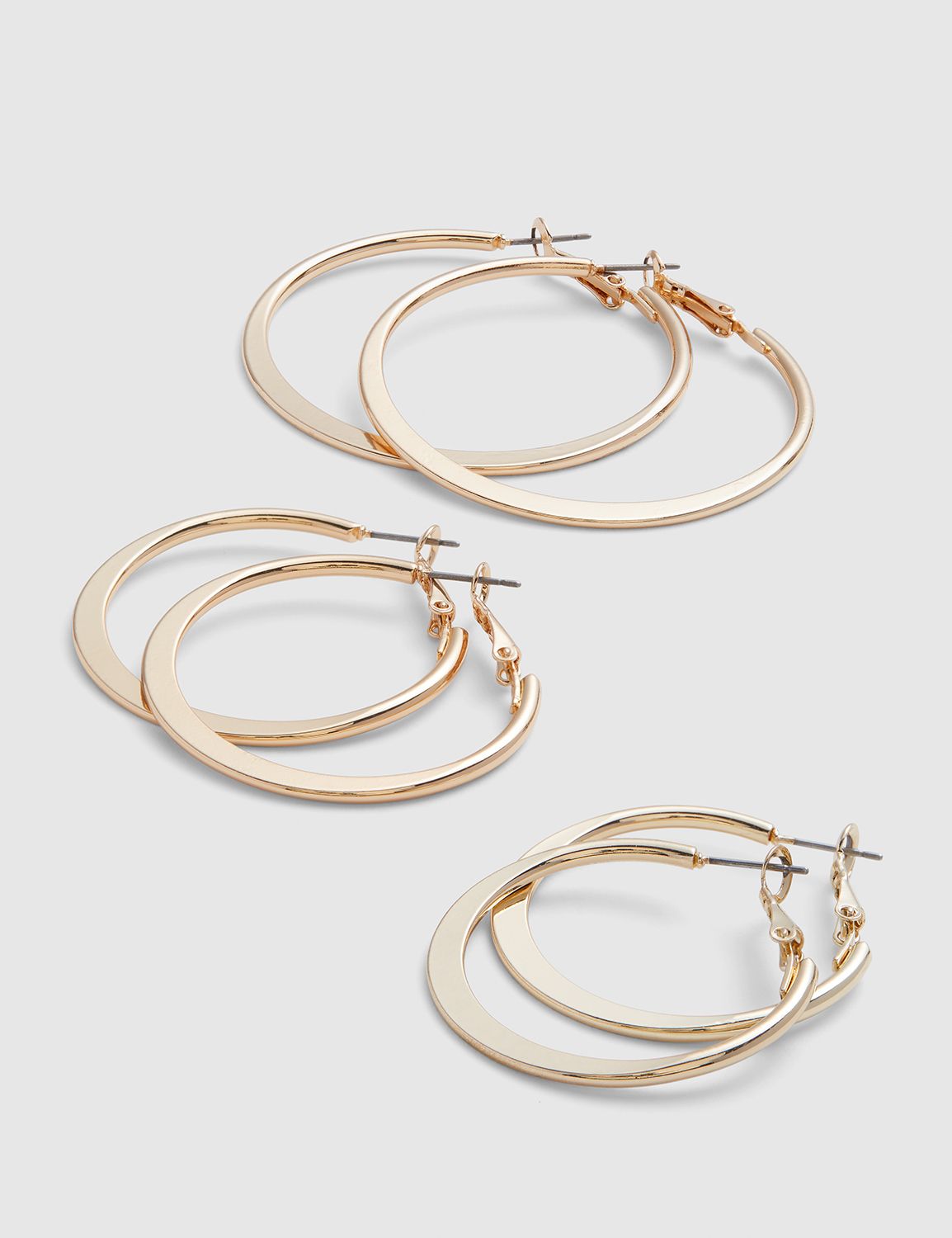 Flat Hoop Earrings 3-Pack