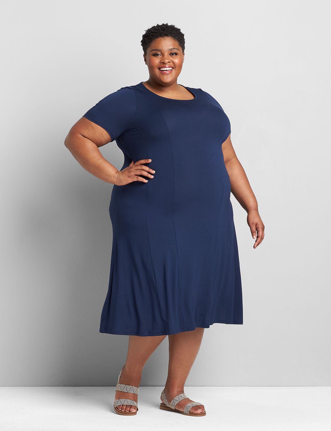 Short-Sleeve Fit & Flare Dress