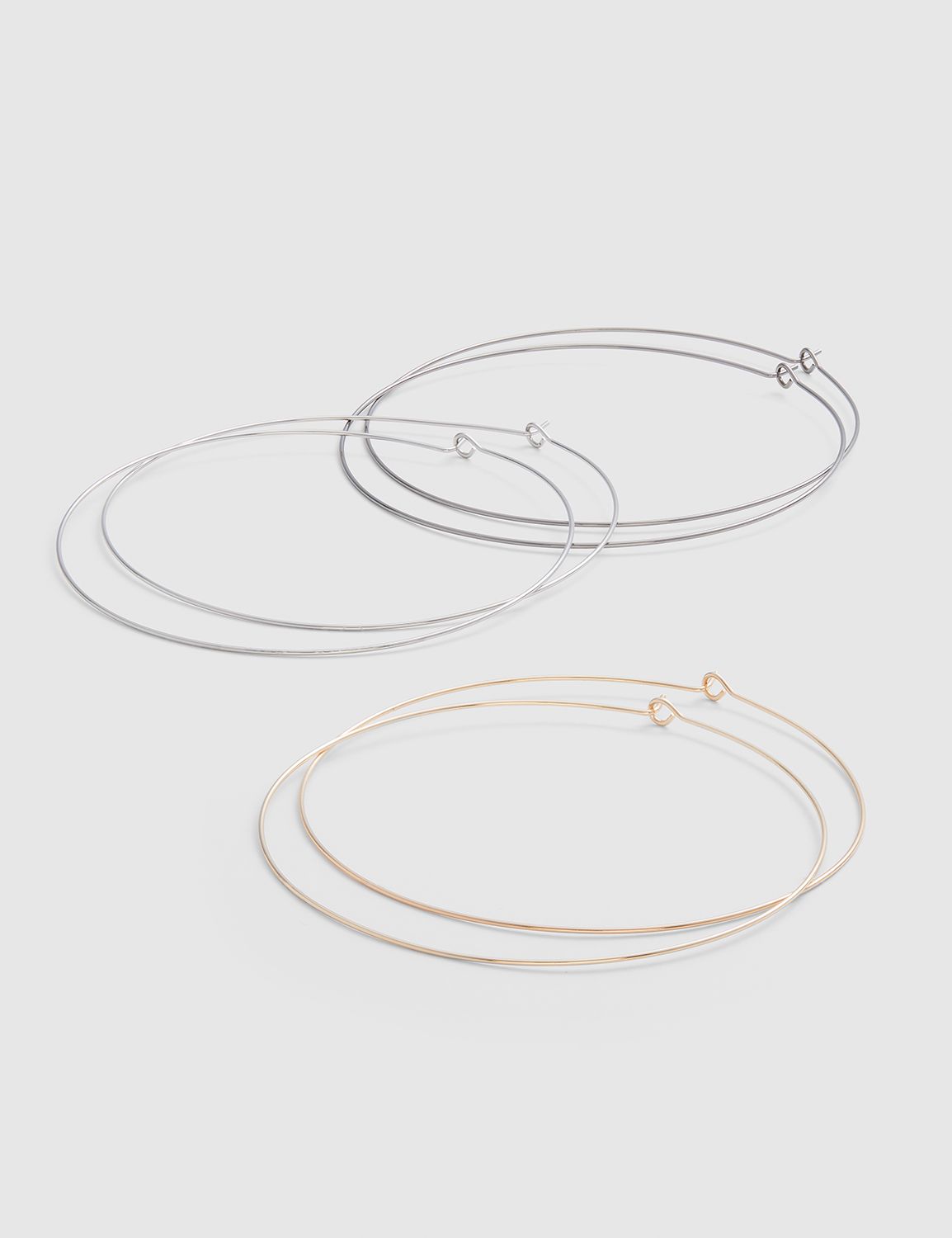 Mixed Metal Large Threader Hoop Earrings - 3-Pack