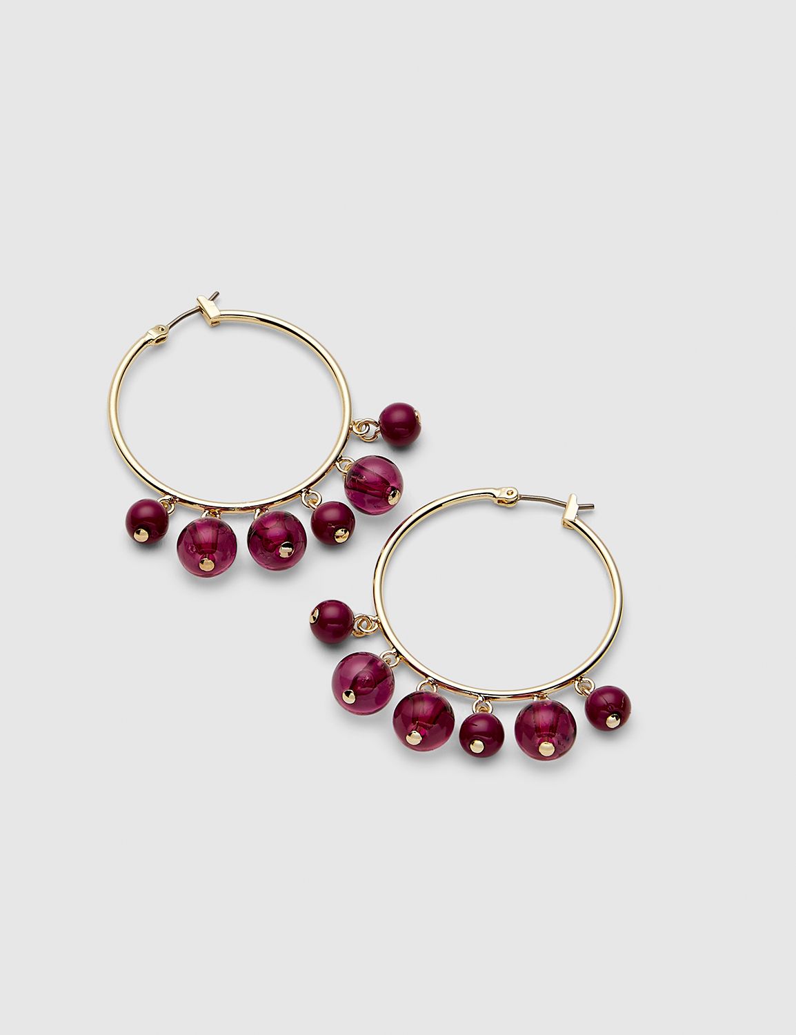 Beaded Hoop Earrings - Fuchsia