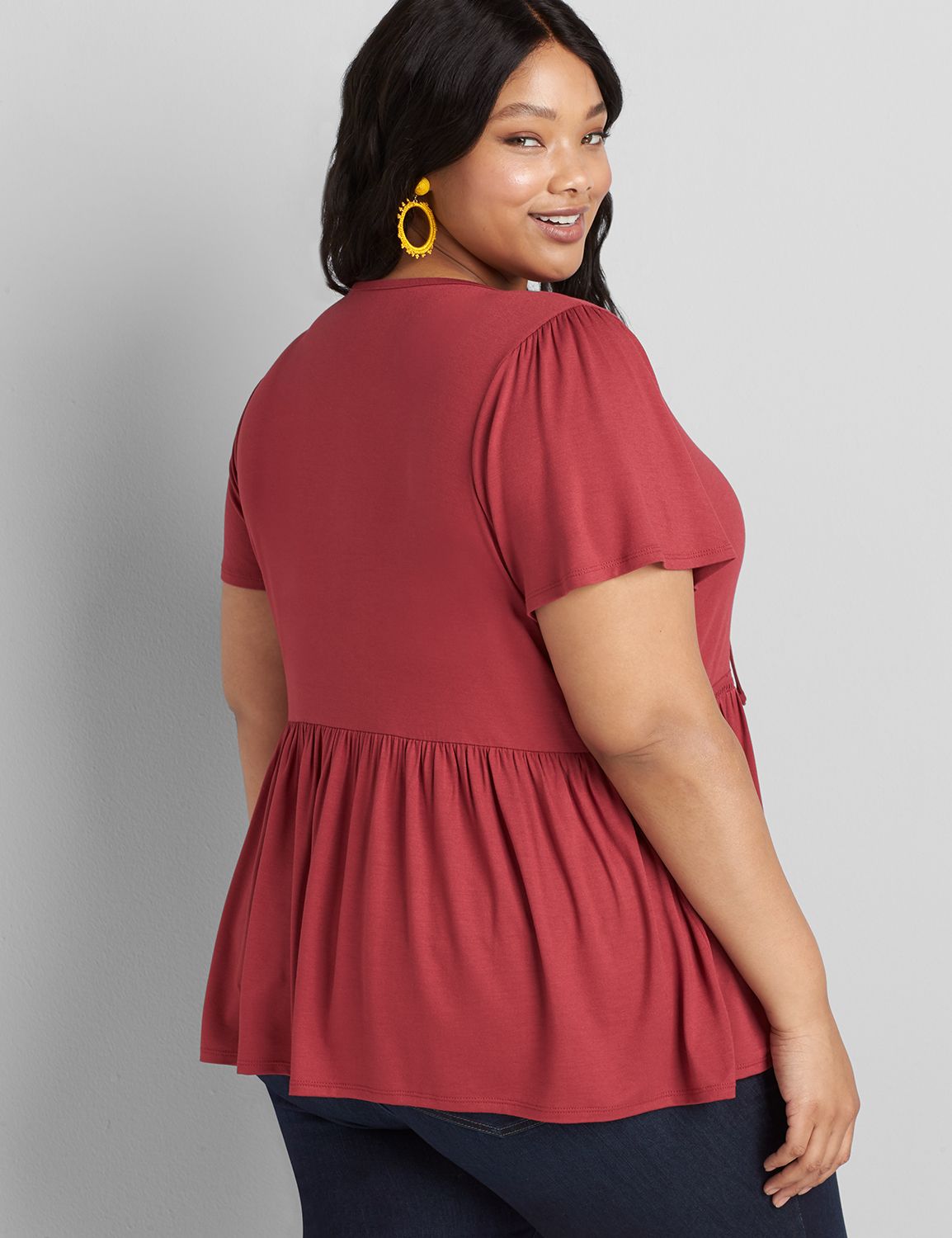 Tie Notch-Neck Swing Top Product Image 2