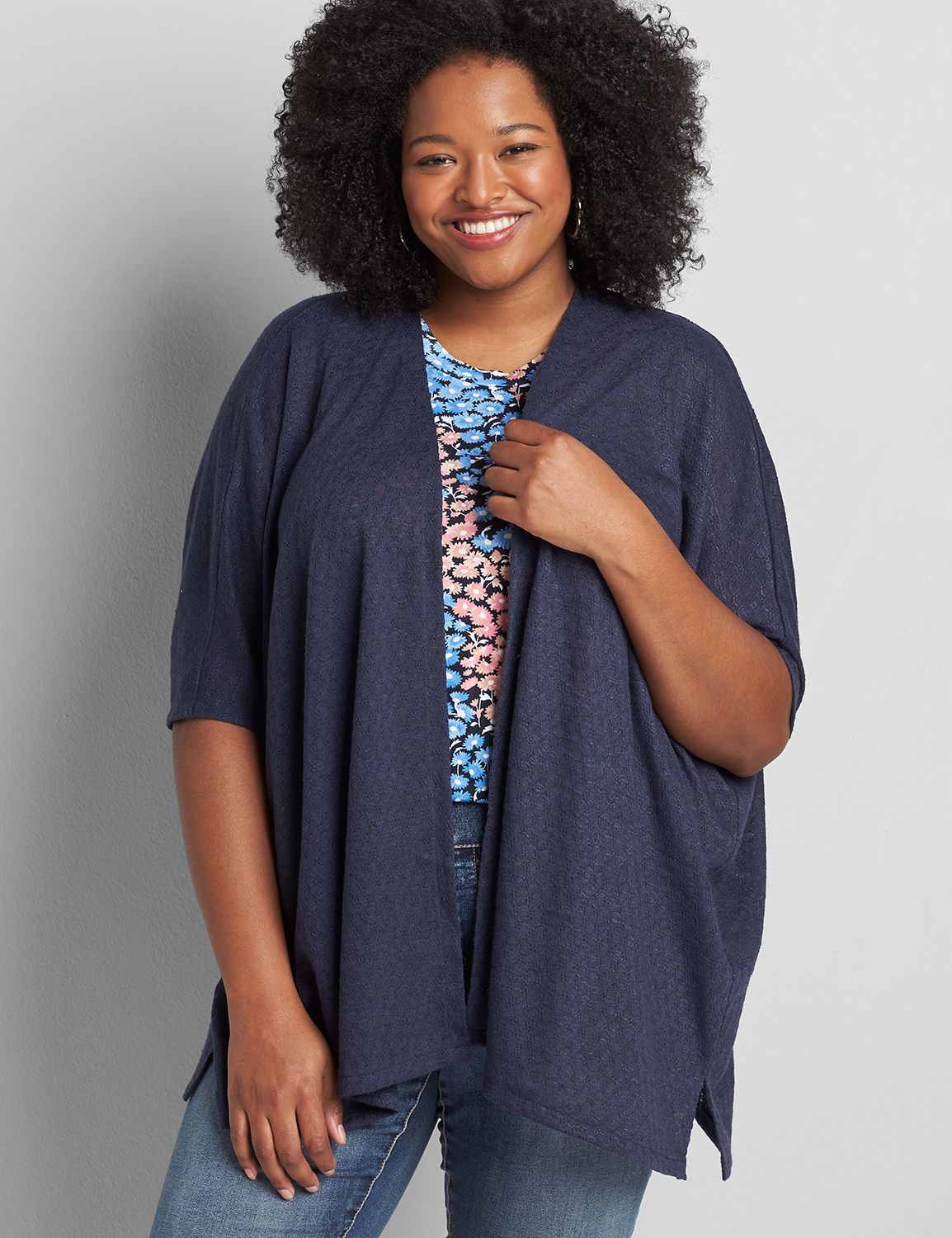 Perfect Dolman Sleeve Open Front Overpiece 1119080:PANTONE Night Sky:14/16 Product Image 1