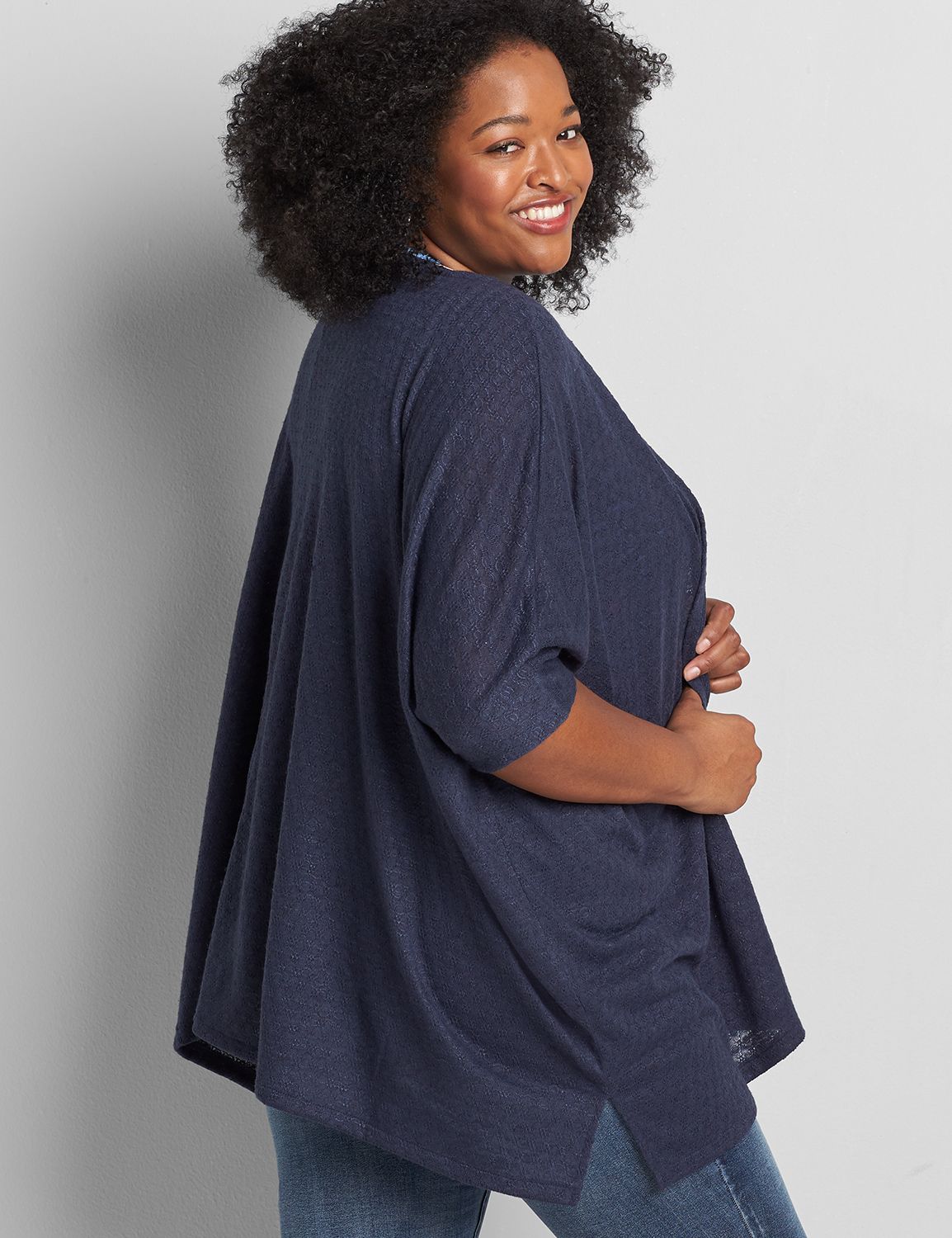 Perfect Dolman Sleeve Open Front Overpiece 1119080:PANTONE Night Sky:14/16 Product Image 2