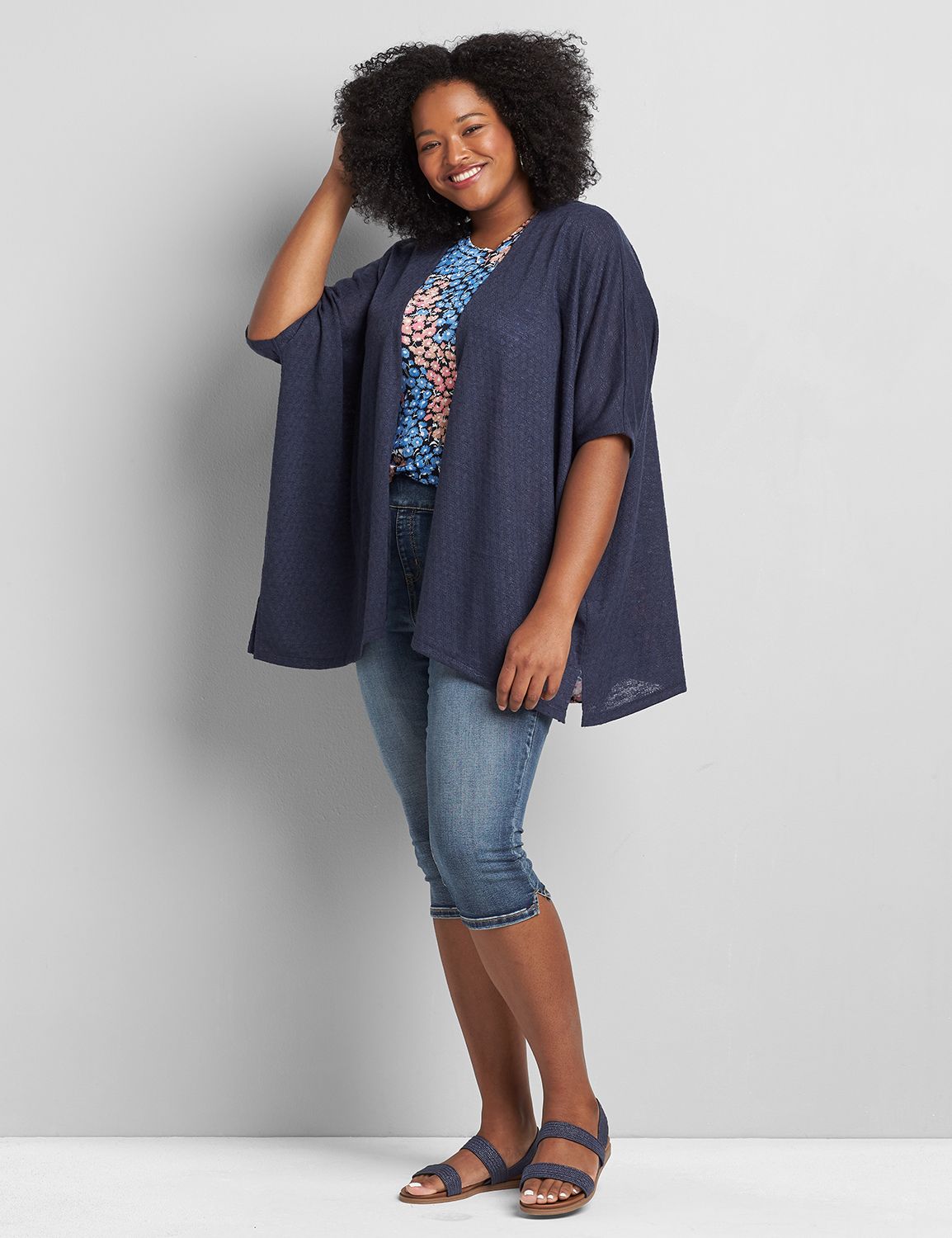 Perfect Dolman Sleeve Open Front Overpiece 1119080:PANTONE Night Sky:14/16 Product Image 3