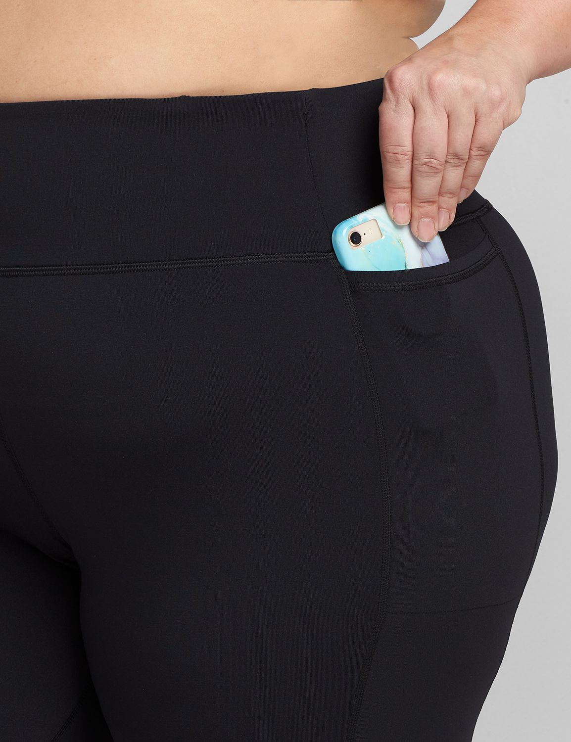 Power Capri Wicking Mesh Twist Detail Legging S 1118454:Ascena Black:10/12 Product Image 4