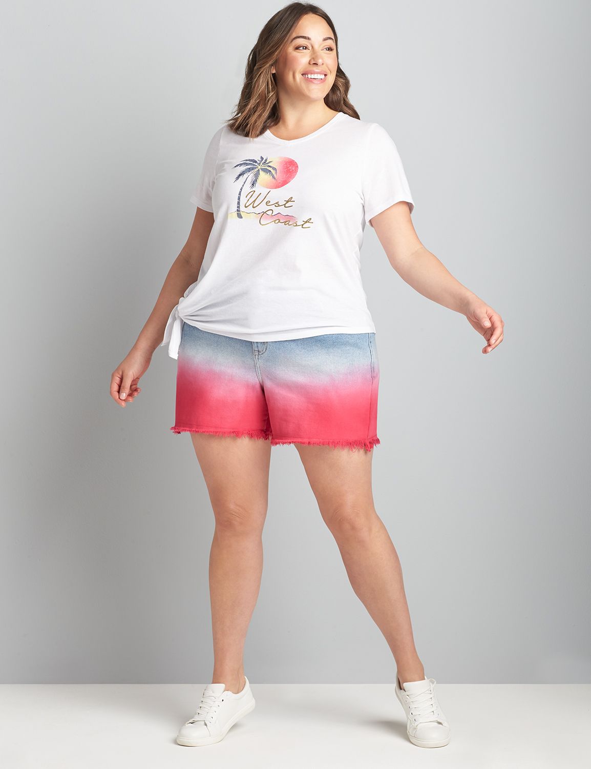 DENIM BOYFRIEND SHORT DIP DYE -1120024:Light Denim:20 Product Image 3