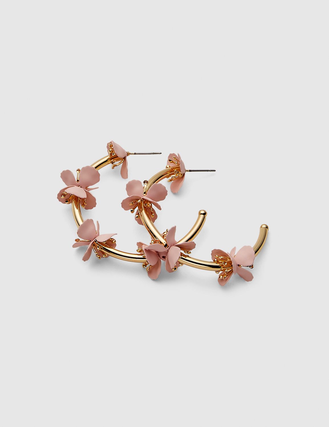 Pink Floral Cluster Hoop Earrings